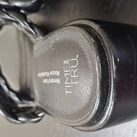 Sandals Time and Tru Women's Black Braided Slip on Heeled Memory Foam Size 9 - Picture 10 of 11